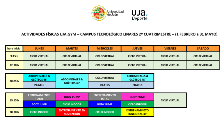 Programación actividades UJA.Gym - Campus de Linares