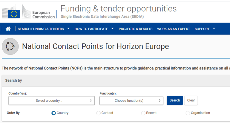 NCP Search Tool EC Horizon Europe